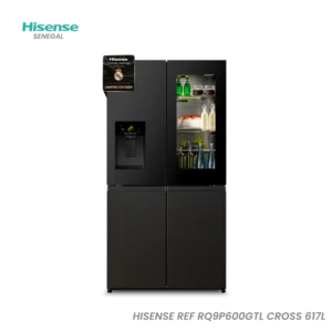 Réfrigérateur Side by Side Connecté Hisense 617L – RQ9P600GTL CROSS – 4 Portes, Inside View & Distributeur de Glaçons